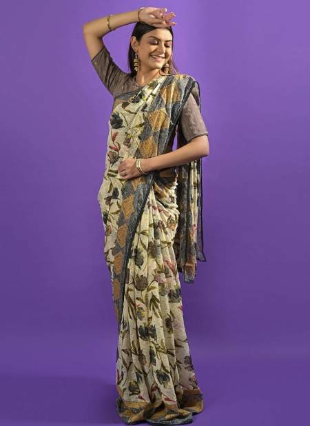 Gray Colour Rihana Ashima New Latest Printed Daily Wear Georgette Saree Collection 6205